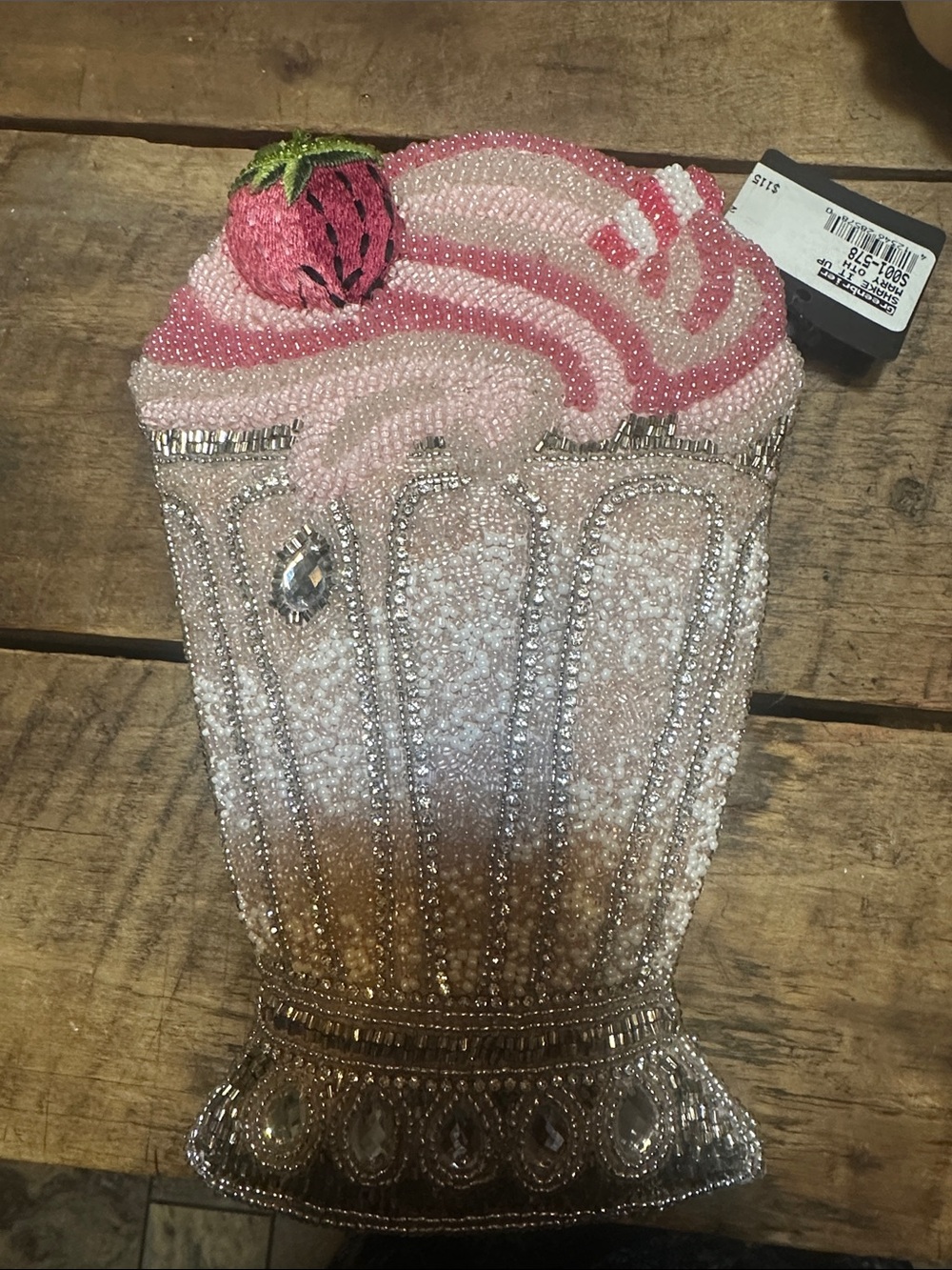 Mary Frances Beaded Pink Strawberry Milkshake Clutch - Women Accessories
